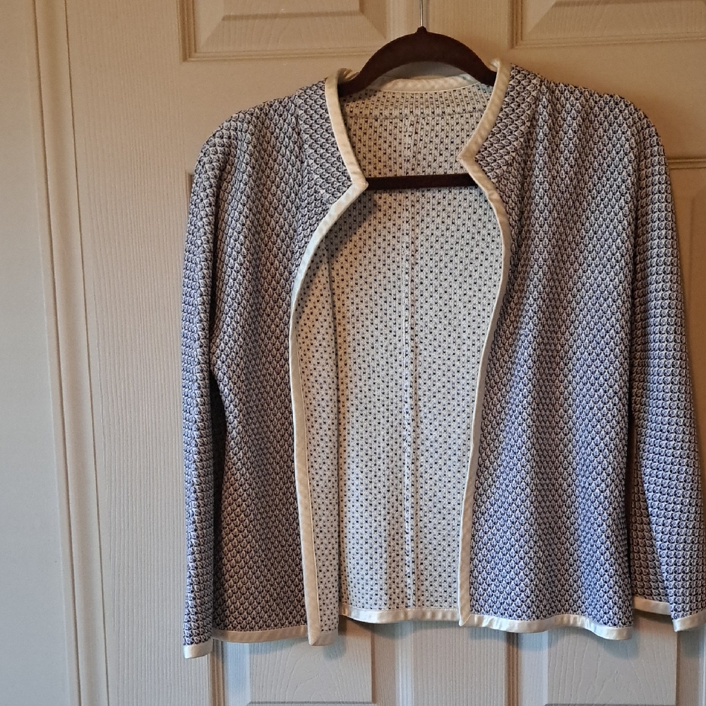 St. John Black and White Knit Cardigan